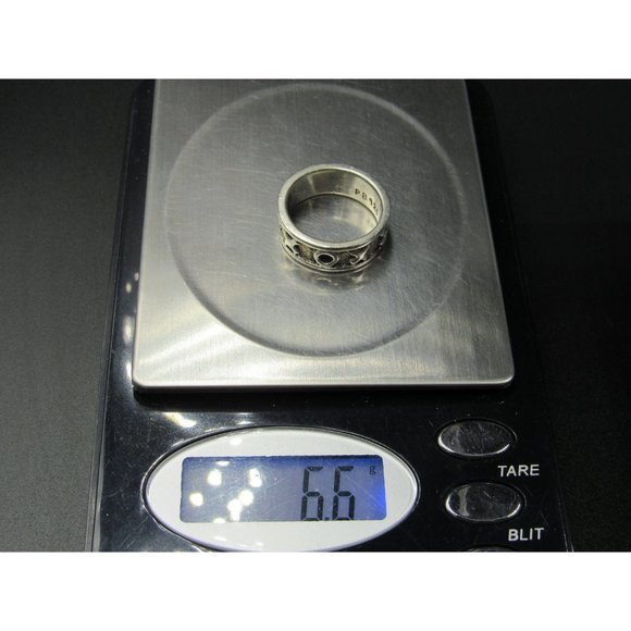 Size 6.75 Sterling Silver Tarnished Thick XOXO Band Ring Vintage Statement - Picture 7 of 7